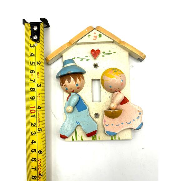 Irmi Vintage Wooden Light Switch Cover Nursery Baby Room Decor 1960s 4" x 5" - Picture 8 of 9